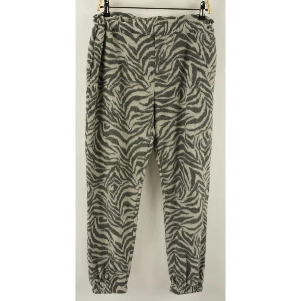 New‎ La La Land Creative Co Zebra Print Fleece High Waist Joggers Women's Large